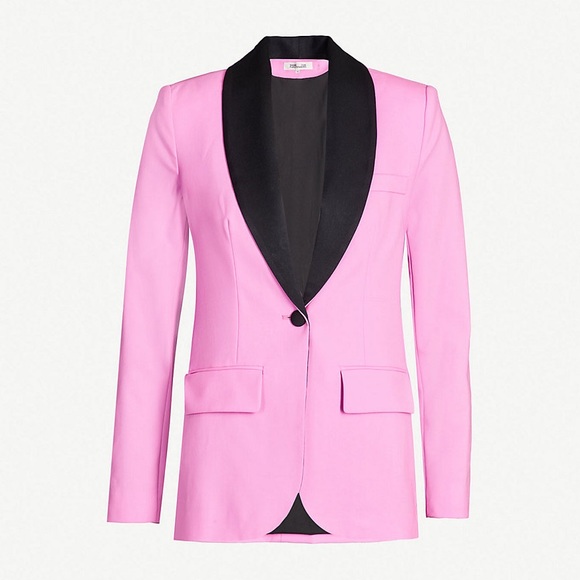 Diane von furstenberg Tommy crepe two tone blazer/jacket pink & black 0 - Picture 9 of 13